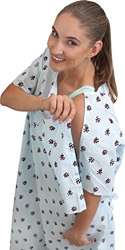 3 Pack - Premium Quality IV Hospital Gowns for Men or Women Delivery Gown for Women Size Medium - 2XL with Snaps on Shoulders - Thumbnail 3