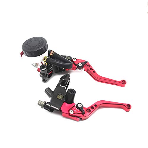 Leve Freno Frizione Moto Leva della pompa della frizione del freno del motociclo Cilindro maestro idraulico Accessori moto 7 / 8quot; Pistone universale Leve Moto (Color : Red)