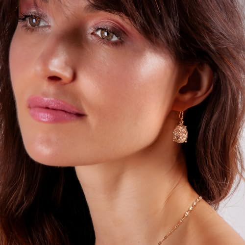 Teardrop Dangle Earrings for Women with Simulated Druzy Stones in Gold or Silver Tone2