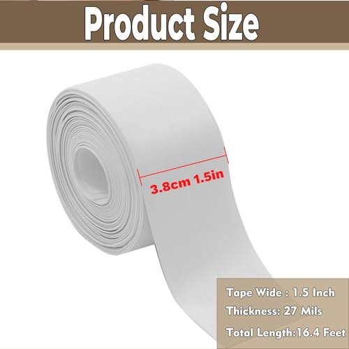 Image of Waterproof Self Adhesive Caulk Tape 1.5 inch x16.5 FT Instant Sealant Tape for Bathroom Sink Shower Pipe Joints Heavy-Duty No Residue Indoor Outdoor Waterproof Seal Tape