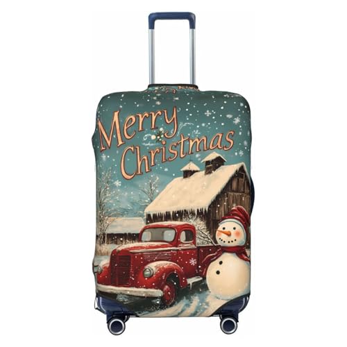 VOSERY Travel Luggage Cover - Christmas retro red car snowman Washable Suitcase Covers Protector Fits 18-32 Inch Luggage