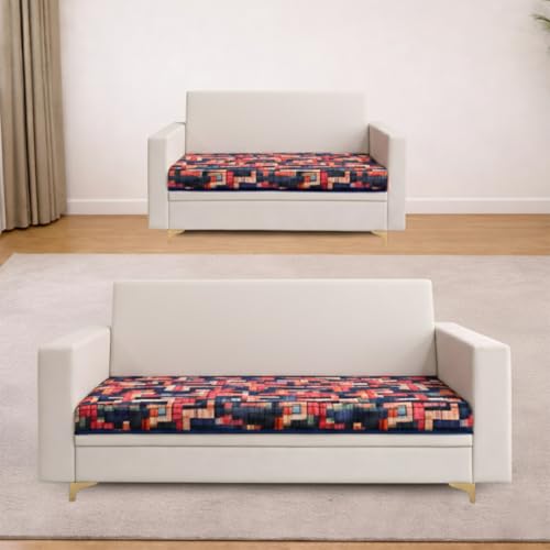 Image of Homerz Premium 5 (3+2) Seater Velvet Sofa Panel Cover with Digital Prints | Anti-Slip Backing (Rangeen, 5 (3+2) Seater)