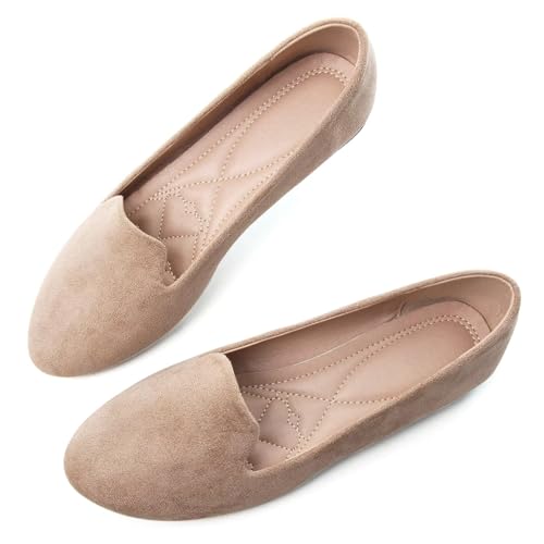Image of Dear Time Women's Casual Loafers Flats Comfortable Round Toe Dress Shoes Slip On Ballet Flats for Women Work Office Shoes