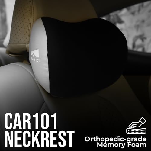 Image of CAR101 Orthopedic Memory Foam Neckrest Elite - 27x16x10.5 cm | Removable Breathable Mesh Cover | Ergonomic Cervical Pillow | Adjustable Strap for Neck Support