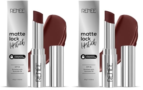 Image of RENEE Matte Lock Lipstick - Funk, Moisturizing, Long Lasting & Weightless Formula, Intense Color Pay Off with Ultra-Matte Finish, Enriched with Avocado oil, Vitamin E, D & Beta-Carotene, 3.5 Gm