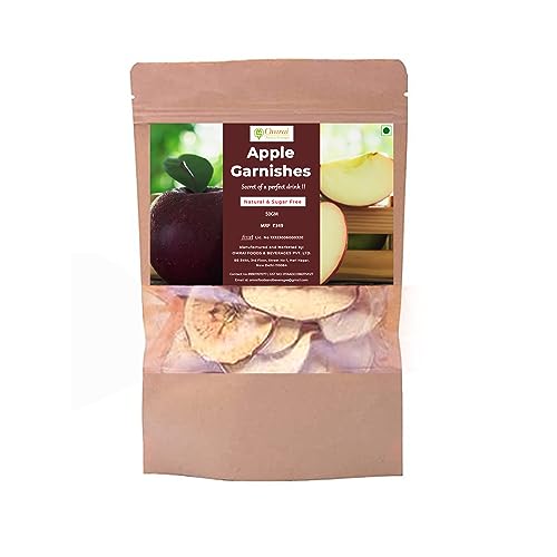 Image of Omrai Foods Dried Apple Slices Garnishes 50GM (Pack of 1) | Dehydrated Apple Fruit Garnish for Cocktails, Mocktails, Detox Water, Tea | 100% Natural Air Dried Fruit Apple Slices for Decoration
