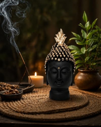 Image of ZAICUS Buddha Head Showpiece for Home Decor, Meditating Buddha Statue Figurine for Living Room, Office Desk, Meditation Room, Zen Decor & Housewarming Gift