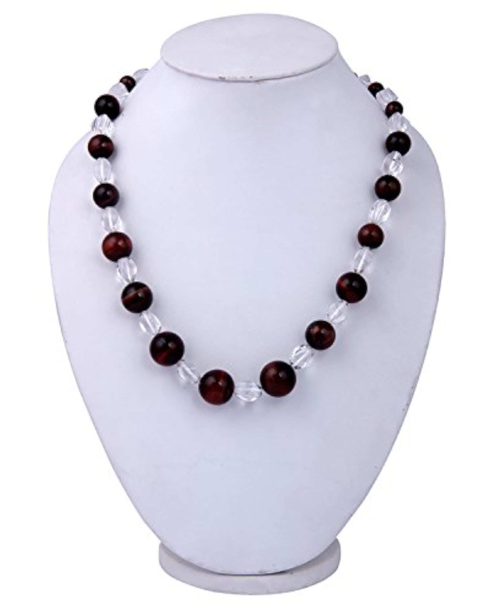 Ocean Red Tiger Eye Crystal Gemstone Beads Necklace, 18"