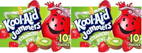 Kool-Aid Jammers Strawberry Kiwi 0% Juice Drink | 10 Count | 6 fl oz Pouches | Pack of 2