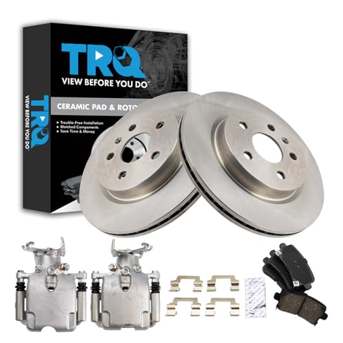 Image of TRQ Rear Brake Pad and Rotor Set Ceramic Vented Rotors Calipers