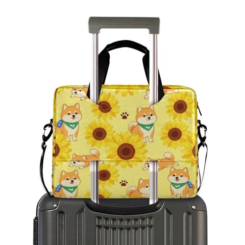Maletín para portátil 15.6 in con diseño Shiba Inu y girasol miniatura 4