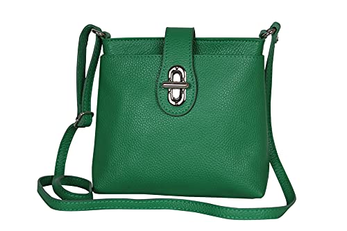 Ambra Moda GL007 - Sac à bandoulière sac portés épaule en cuir véritable pour femme (vert)