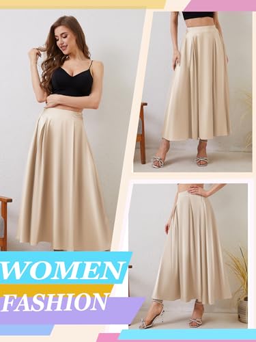 Jupe midi en satin taille haute pour femme - Finition premium fluide