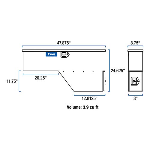 UWS EC30001 48-Inch Driver-Side Heavy-Wall Aluminum Truck Fender Wheel Well Tool Box, RigidCore Lid - Thumbnail 3
