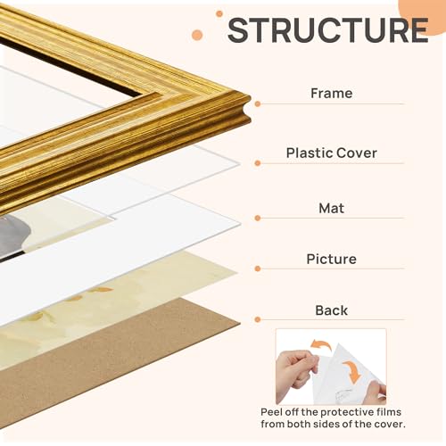 Image of upsimples 5x7 Picture Frame, Vintage Frames Decor, 1Pack Gold | Fit 4x6 and 5 x 7 Photo, Wall or Tabletop Display, Antique-style Decoration, Rustic Farmhouse Decor, For Weddings