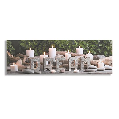 Art for the Home Toile à LED Bougies Dream 30 x 90cm Beige, gris, vert | Decoration Murale, Decoration Salon