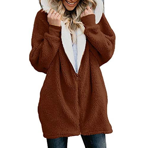 Gibobby Cardigans for Women with Pockets Women's Winter Leopard Printed Faux Fur Long Sleeve Fluffy Soft Cardigan Jacket Overcoat Coat Coffee