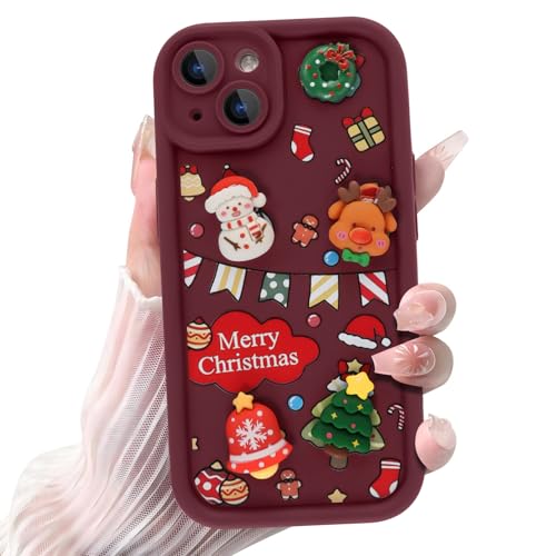 Coalbooliy Navidad Funda para iPhone 13 Mini 5,4", Carcasa Muñeca navideña 3D Christmas Aesthetic Nieve Dibujos Diseño Mujer Niñas Silicona Case Bumper Protección de la cámara Antigolpes Cover, 6
