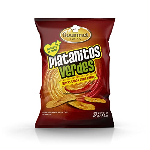 Gourmet Latino - Platanitos Verdes - 65 g - Sabor Picante a Chile Limón - Sin Aceite de Palma - Ideal para Picar Entre Horas - Efecto Saciante - Elaborado con Plátano Macho y Aceite de Girasol Cover