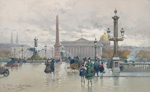 Art Mural Place de la Concorde Eugène Galien Laloue : Tableau Décoration Salon Toile 60x90
