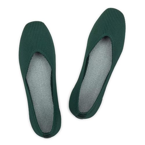 Image of Frank Mully Womens Casual Flat Shoes Square Toe Shoes Knitted Work Flat Comfort Dressy Flat Shoes for Daily Washable
