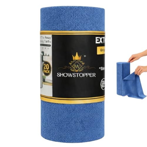 Image of Microfiber Cleaning Cloth Roll, Reusable Tear Away Microfiber Towels,Washable, Ultra Absorbent, Rags Cleaning, Dishcloths, Cleaning Cloth for Car, Home or Kitchen. (DENIM BLUE, 25cm X 25cm)