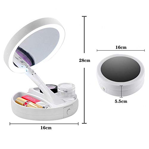 CLTech Lighted Folding Makeup Mirror Finishing Touch Flawless Folding Mirror with 21 LED Lights 1X 10X Magnification Double Sided Foldable Tabletop Multi-Angle Rotation for Home Travel