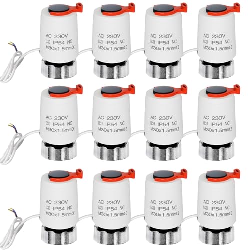 Stellantrieb Fussbodenheizung 230v M30x1,5 NC (stromlos geschlossen), Stellmotor VA80 für Fußbodenheizung, Fußbodenheizung Ventil für nahezu jeden Heizkreisverteiler (12)