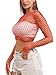 PAPAJIANG Womens Fishnet Lingerie Mini Top Mesh Baby Dolls Chemise Nightwear One Size Red