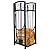 Sunnydaze Small Firewood Rack with 4-Piece Fireplace Tool Set - Includes Firewood Holder, Log Grabber, Brush, Shovel, and Poker - Black - 32" H