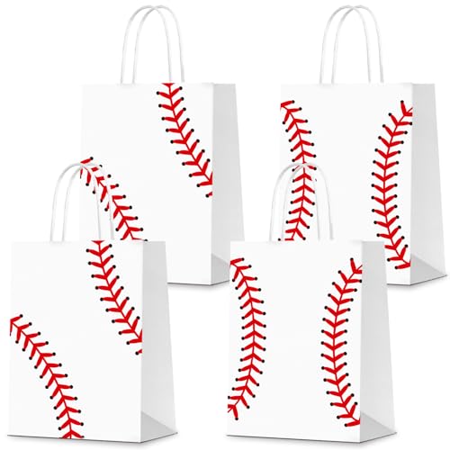 Sacs de fête baseball anti-déchirure avec poignée - Lot de 16 sacs en papier robustes