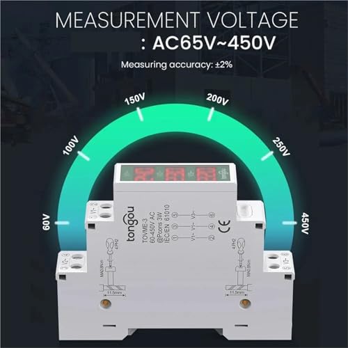 Voltmètre triphasé et monophasé avec écran LED haute précision