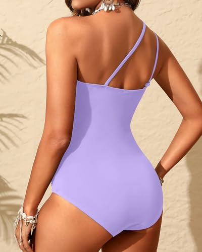 Image of Aqua Eve Women Mesh One Piece Swimsuit - Tummy Control One Shoulder Bathing Suit Cut Out Swimwear 2026
