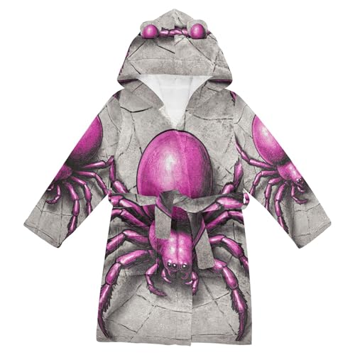 Glaphy Funny Spider Web Halloween Bathrobe Hooded PJ Robe Soft Fleece Robe Pajama Sleepwears 2-12 Years