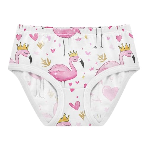 Wusikd Pink Flamingos Girls' Underwear Cotton Crowns Girls Briefs Soft Toddler Underwear 2T