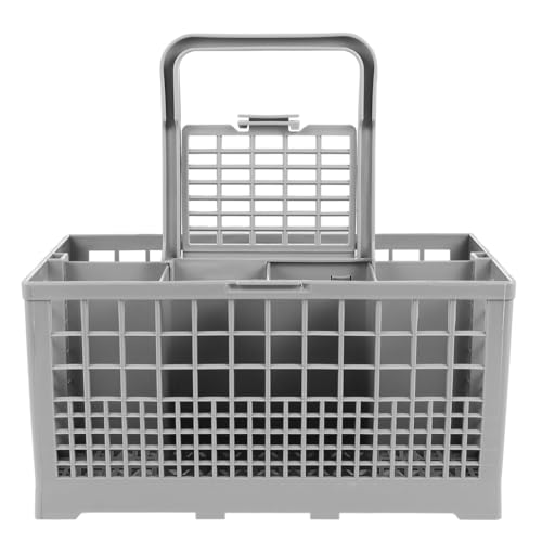 ARTIBETTER Universal Dishwasher Cutlery Basket with Handle - Grey Plastic Storage Box for Kitchen Utensils and Efficient Drainage