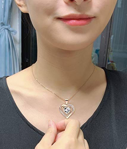 Love Heart Necklace For Women Crystal Pendant Birthstone Mother's Day Gifts Jewelry For Gril Anniversary Birthday Necklaces For Wife Mom Girlfriend #TOP1
