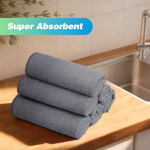 Image of HOMEXCEL Grey Microfiber Cleaning Cloth, 24 Pack Absorbent Cleaning Rags, Lint-Free, Streak-Free Cleaning Towels for Car Kitchen House, 12 inchX11 inch