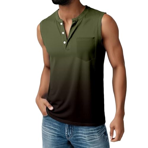 Débardeur homme décontracté vert armée imprimé dégradé taille XXXL