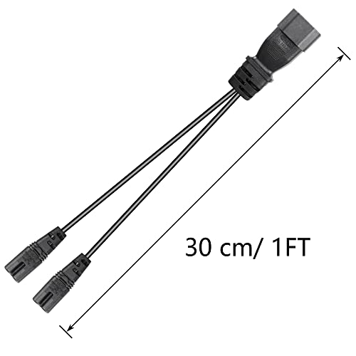 Cerrxian 1Ft Iec 320 C14 To Dual C7 Power Cable,C14 Male To 2X C7 Female Y Splitter Ac Conversion Cable,Suitable For Printers,Scanners,Etc(C14-C7/C7) #TOP3