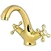 Produktbild Luxus Gold Nostalgie Kreuzgriff Retro Waschbecken Waschtisch Armatur Sanlingo