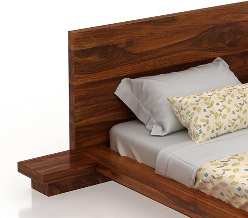 Image of FurnitureSheesham Wood King Size Bed for Bedroom /Home /Hotel /LivingRoom| Without Storage Solid Wood King NA Bed | Finish Color - Natural, DIY