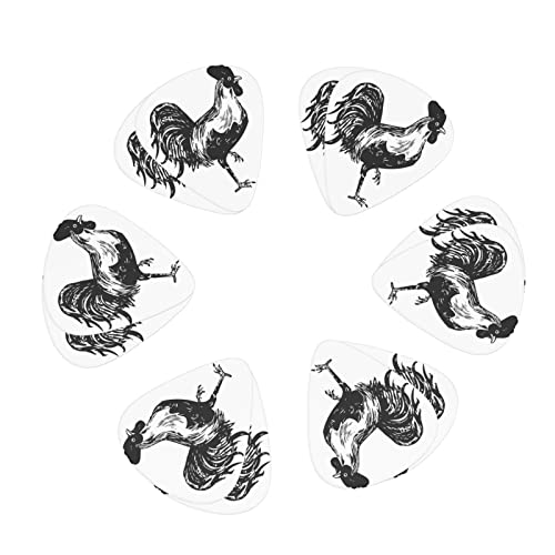 Lot de 12 médiators noirs en forme de coq pour guitare électrique et basse - Les Beatles, Paul McCartney, John Lennon, RIngo Starr, George Harrison Lot de 12 médiators noirs en forme de coq pour guitare électrique et basse – Image 3