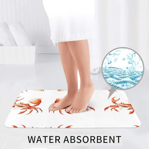 Tapis de salle de bain antidérapants WHJDPP lot de 3 avec imprimé crabe et conque rectangulaire