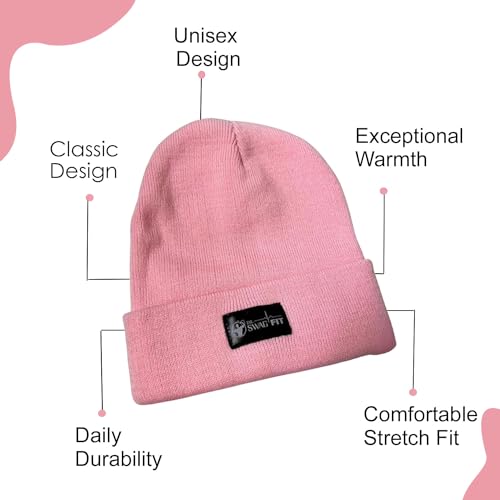 Unisex Knit Beanie Hat Winter Warm Fleece Lined Skull Cap for Men Women - Soft, Comfortable, Stretchy, Classic Style for Daily Wear Pink - Image 5