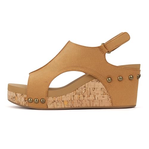 Image of PARTY Women's Wedge Sandals With Buckle Ankle Strap for Dressy Summer