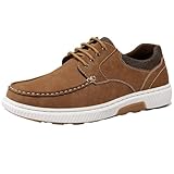 festooning Mens Casual Shoes Loafers & Slip-On Boat Shoes with Laceup Non-Slip Rubber Sole Brown Size 8