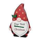 Glitzhome 15“H Lighted Wooden Christmas Gnome Countdown Calendar Till Christmas Sign Xmas Decorations for New Year Xmas Holiday Home Office Ornaments
