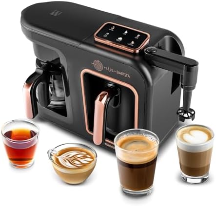 Karaca Hatır Plus Barista 6 in 1 Latte Cappucino ve Közde Türk Kahvesi Makinesi Black Copper - Görsel 2