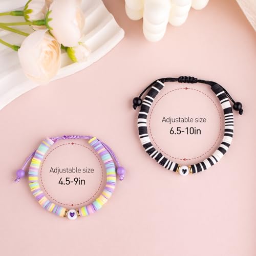 First Day of School Mommy and Me Matching Bracelet Set kindergarden Pre-K Back to School Gifts Adjustable Heart Clay Bead Jewelry for Mother Daughter Dad Son3